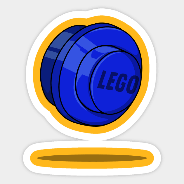 Blue LEGO Stud Sticker by Super Atomic Tees